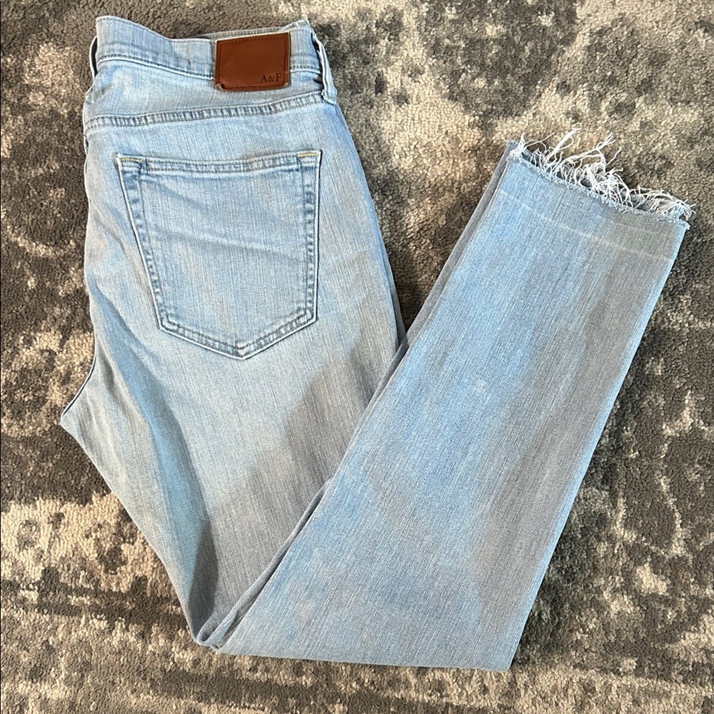 Abercrombie & Fitch Light Wash Jeans with Cut Off Hem